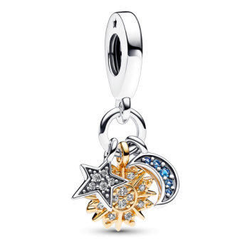 PANDORA aranyozott Kéttónusú égi hármas függő charm - Elegáns ékszer webáruház Budapest