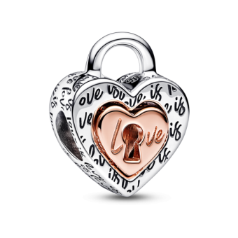 PANDORA aranyozott Kéttónusú lakat megosztható szív charm - Elegáns ékszer webáruház Budapest
