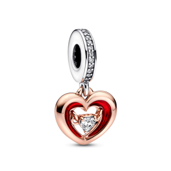 PANDORA aranyozott Kéttónusú sugárzó szív függő charm - Elegáns ékszer webáruház Budapest