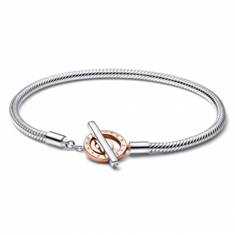PANDORA aranyozott Signature kéttónusú T-kapcsos kígyólánc karkötő karkötő 582309C00 - Elegáns ékszer webáruház Budapest