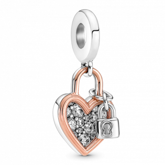 PANDORA aranyozott Szív lakattal függő charm - Elegáns ékszer webáruház Budapest