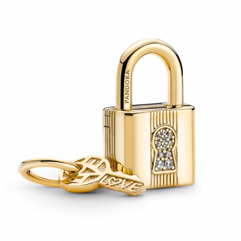 PANDORA aranyozott charm Lakat és kulcs - Elegáns ékszer webáruház Budapest