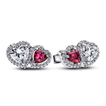 PANDORA fülbevaló Ragyogó halo szívek fülbevaló 293633C01 - Elegáns ékszer webáruház Budapest