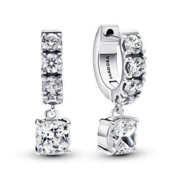PANDORA pavé függő karika fülbevaló fülbevaló 293547C01 - Elegáns ékszer webáruház Budapest
