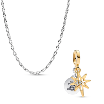 PANDORA szett ezüst láncból és aranyozott medálból szett 393052C00-50+763588C01 - Elegáns ékszer webáruház Budapest