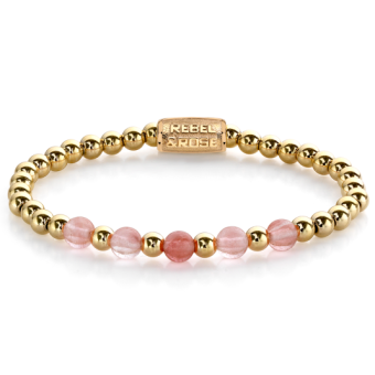 REBEL & ROSE karkötő Yellow gold meets Cherry Rose karkötő RR-60081-G - Elegáns ékszer webáruház Budapest