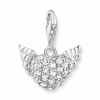 THOMAS SABO Winged heart white stones silver charm medál medál 0626-051-14 - Elegáns ékszer webáruház Budapest
