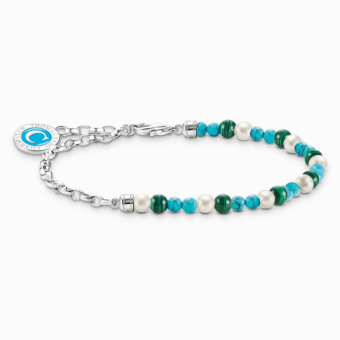 THOMAS SABO báj karkötő Kék gyöngyökkel és Charmista koronggal karkötő A2130-158-7 - Elegáns ékszer webáruház Budapest