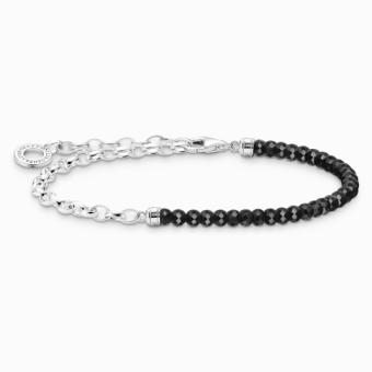 THOMAS SABO charm karkötő Black onyx beads and chain links karkötő A2100-130-11 - Elegáns ékszer webáruház Budapest