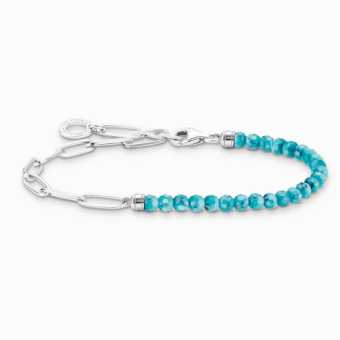 THOMAS SABO charm karkötő Turquoise beads and chain links silver karkötő A2099-404-17 - Elegáns ékszer webáruház Budapest