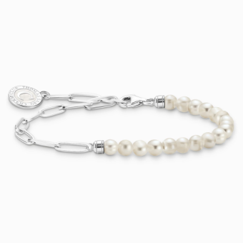THOMAS SABO charm karkötő White pearls and chain link karkötő A2129-158-14 - Elegáns ékszer webáruház Budapest