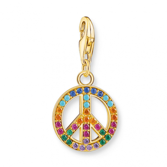 THOMAS SABO charm medál Peace with colourful stones gold medál 1898-488-7 - Elegáns ékszer webáruház Budapest