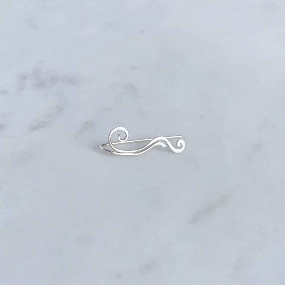 Hullámzó ezüst füldísz divat ékszerek kézműves