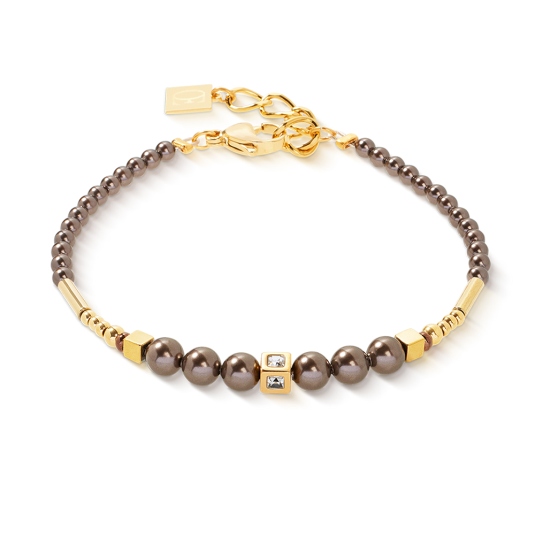 COEUR DE LION karkötő GeoCUBE Pearls aranybarna karkötő 4312-30-1100 - Elegáns ékszer webáruház Budapest