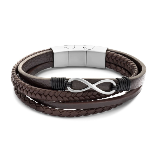 FRANK 1967 férfi bőr karkötő végtelennel karkötő FR7FB-0722 - Elegáns ékszer webáruház Budapest