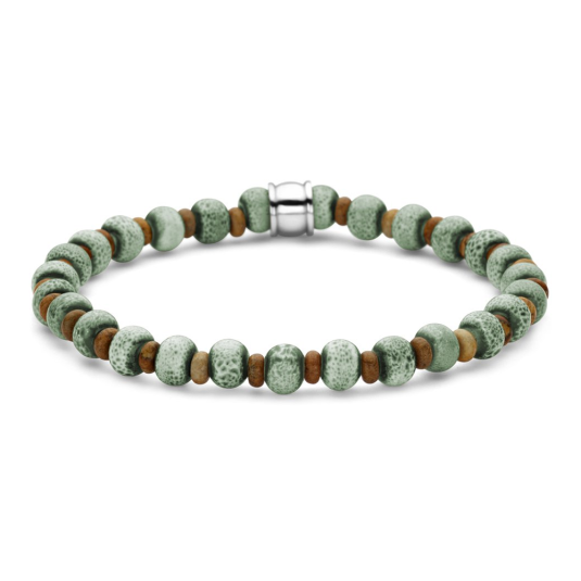 FRANK 1967 férfi karkötő kerámia gyöngyökkel és jáspissal karkötő FR7FB-0778 - Elegáns ékszer webáruház Budapest