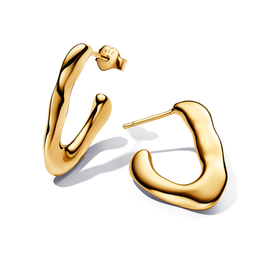 PANDORA ESSENCE aranyozott fülbevaló szabálytalan karikák fülbevaló 263290C00 - Elegáns ékszer webáruház Budapest
