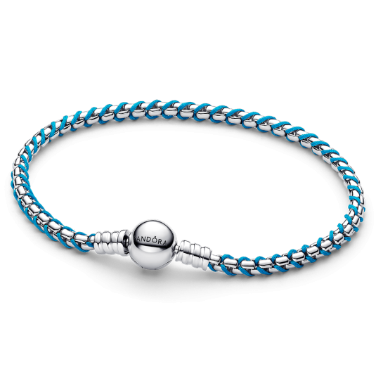 PANDORA Moments karkötő kék zsinórral karkötő 593816C01 - Elegáns ékszer webáruház Budapest