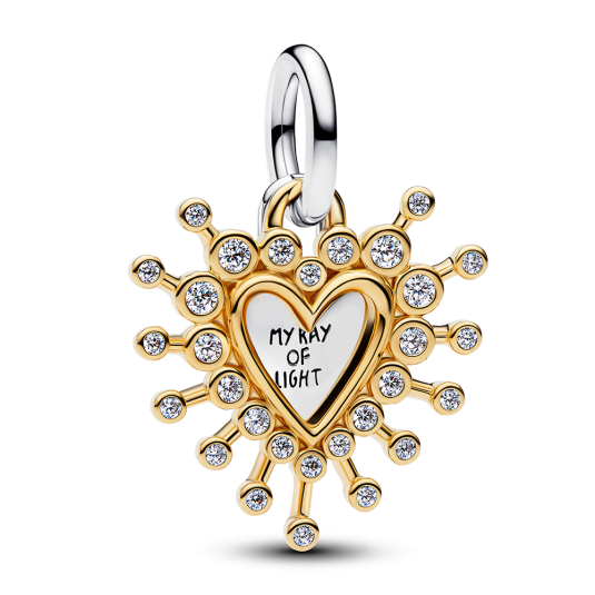 PANDORA aranyozott Szikrázó dupla szív charm - Elegáns ékszer webáruház Budapest