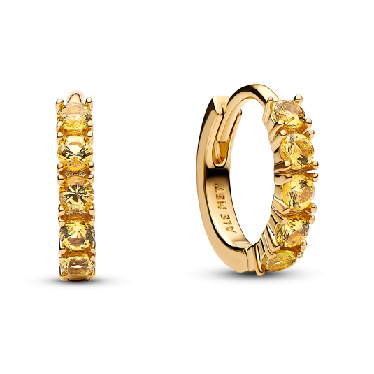 PANDORA aranyozott fülbevaló sárga kristályokkal fülbevaló 263849C01 - Elegáns ékszer webáruház Budapest