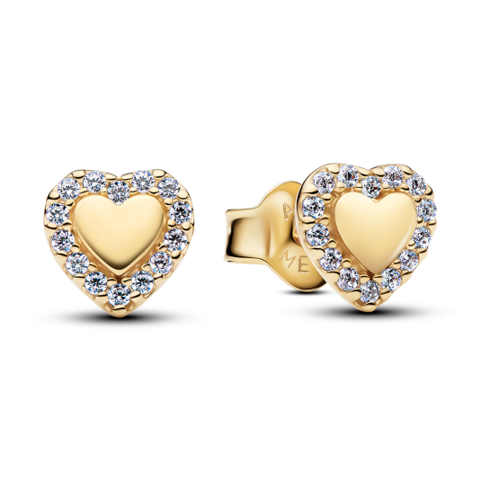 PANDORA aranyozott szív alakú fülbevaló cirkóniumokkal fülbevaló 264363C01 - Elegáns ékszer webáruház Budapest