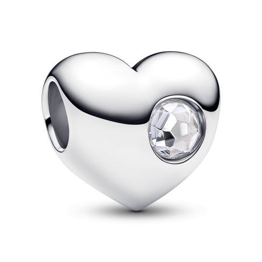 PANDORA gravírozható Szív charm átlátszó cirkóniával - Elegáns ékszer webáruház Budapest