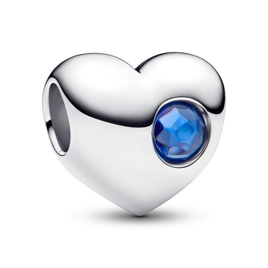 PANDORA gravírozható Szív charm kék kristállyal - Elegáns ékszer webáruház Budapest