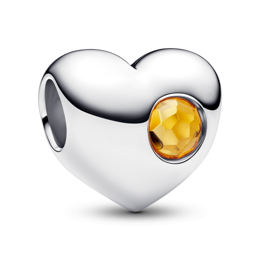 PANDORA gravírozható Szív charm mézkristállyal - Elegáns ékszer webáruház Budapest