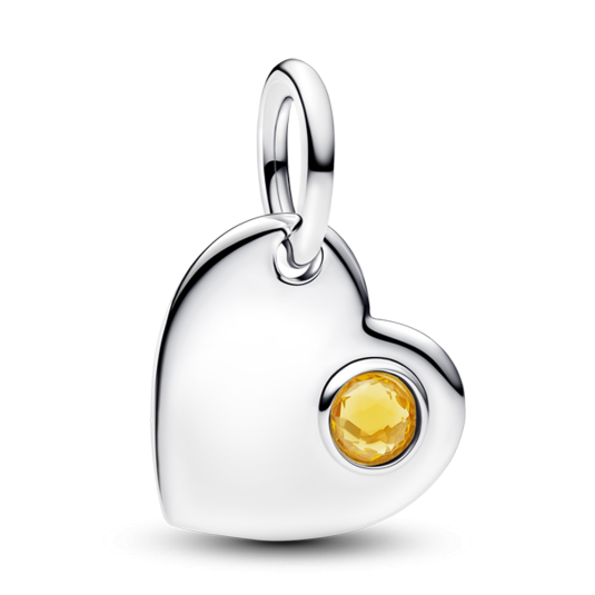 PANDORA gravírozható Szív charm mézszínű kristállyal - Elegáns ékszer webáruház Budapest