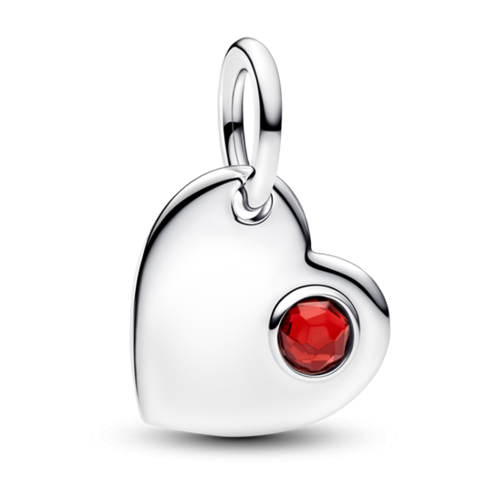 PANDORA gravírozható Szív charm piros kristállyal - Elegáns ékszer webáruház Budapest