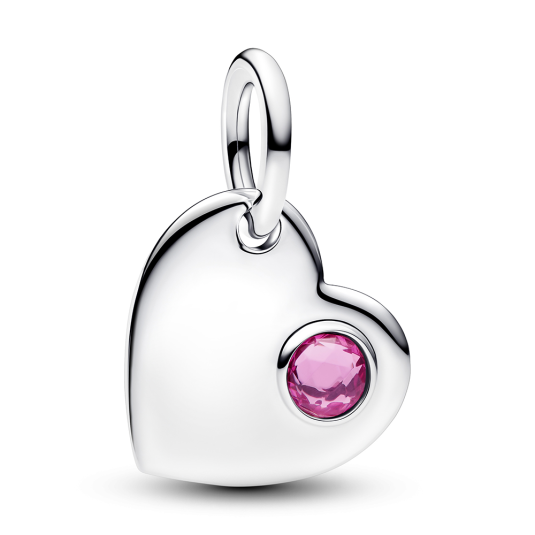 PANDORA gravírozható Szív charm rózsaszín kristállyal - Elegáns ékszer webáruház Budapest