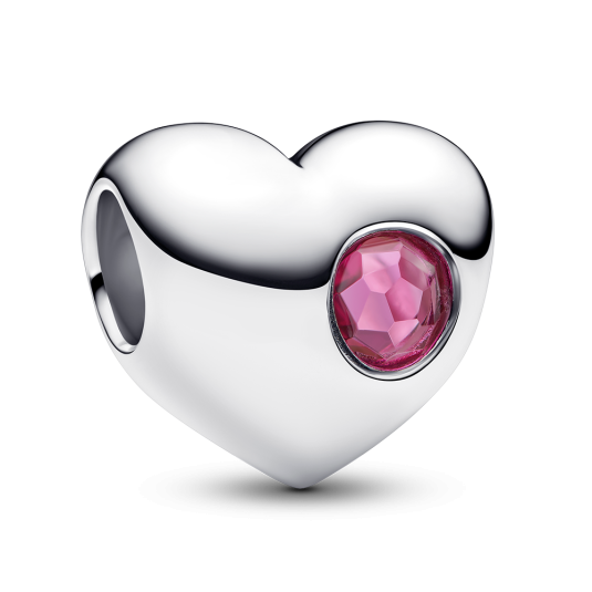 PANDORA gravírozható Szív charm rózsaszín kristállyal - Elegáns ékszer webáruház Budapest