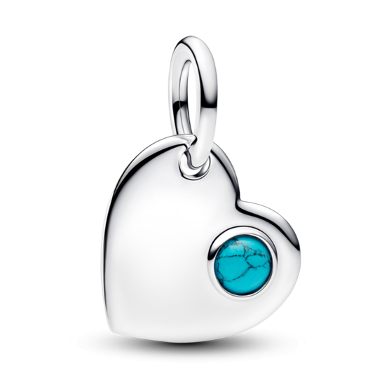 PANDORA gravírozható Szív charm türkiz kővel - Elegáns ékszer webáruház Budapest