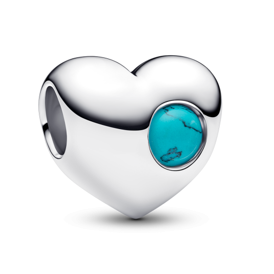 PANDORA gravírozható Szív charm türkiz kővel - Elegáns ékszer webáruház Budapest