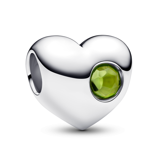 PANDORA gravírozható Szív charm zöld kristállyal - Elegáns ékszer webáruház Budapest