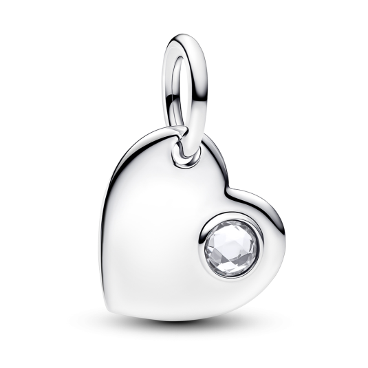 PANDORA gravírozható gyöngy Szív átlátszó cirkóniával - Elegáns ékszer webáruház Budapest