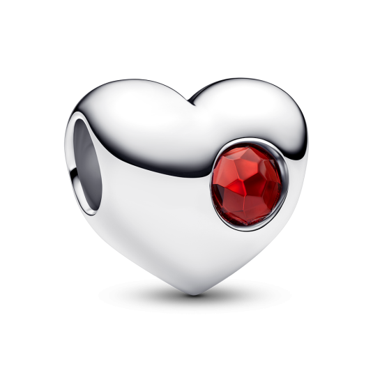 PANDORA gravírozható gyöngy Szív piros kristállyal - Elegáns ékszer webáruház Budapest