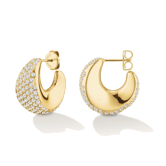 ROSEFIELD acél fülbevaló Pave Moon fülbevaló JEPMG-J1224 - Elegáns ékszer webáruház Budapest