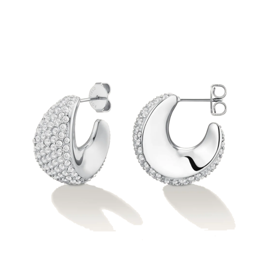 ROSEFIELD acél fülbevaló Pave Moon fülbevaló JEPMS-J1225 - Elegáns ékszer webáruház Budapest