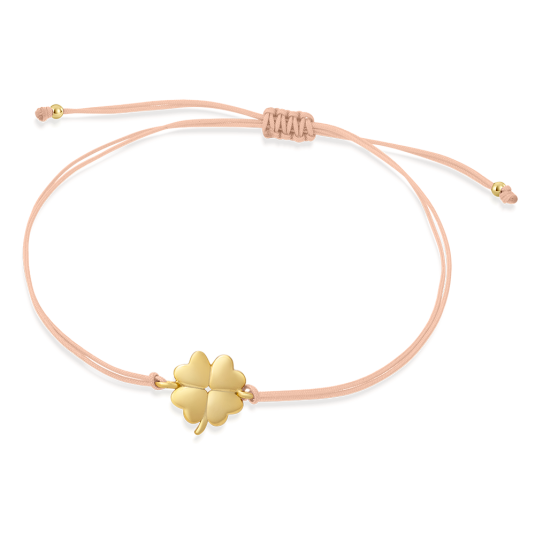 SOFIA bézs csipke aranyozott négylevelű lóherével karkötő WEW0803-D-BEIYG - Elegáns ékszer webáruház Budapest