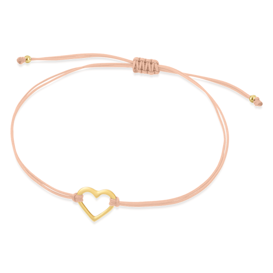 SOFIA bézs színű zsinór aranyozott szívvel karkötő WEW0546-M-BEIYG - Elegáns ékszer webáruház Budapest