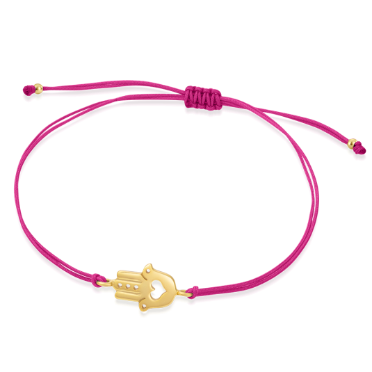 SOFIA ciklámen zsinór aranyozott hamsával karkötő WEW0803-A-CYCYG - Elegáns ékszer webáruház Budapest