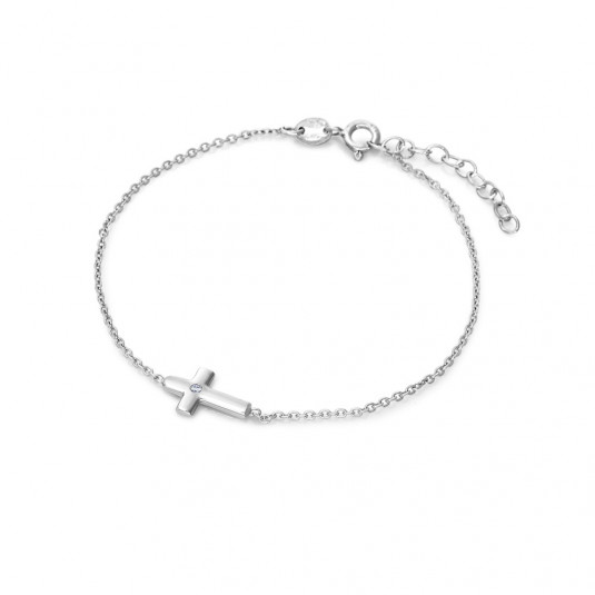 SOFIA ezüst bokalánc kereszttel lánc AMBRT3317-23+5 - Elegáns ékszer webáruház Budapest