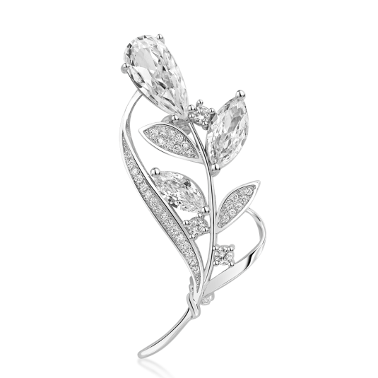 SOFIA ezüst bross cirkónia levelekkel bross IS009SP013RHWH - Elegáns ékszer webáruház Budapest