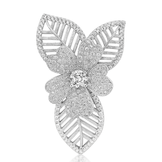 SOFIA ezüst bross cirkónia virág bross IS009SP010RHWH - Elegáns ékszer webáruház Budapest