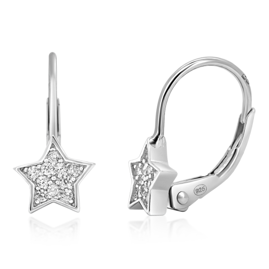 SOFIA ezüst fülbevaló csillagokkal fülbevaló IS135OR040RHWH - Elegáns ékszer webáruház Budapest