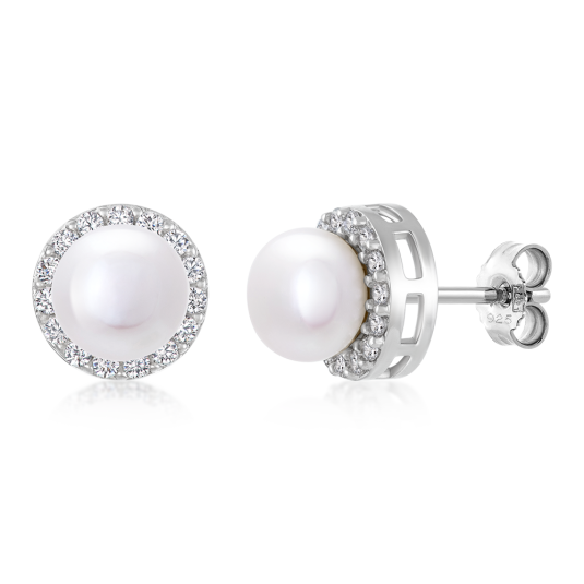 SOFIA ezüst fülbevaló gyönggyel és cirkóniákkal fülbevaló AEAE17306Z