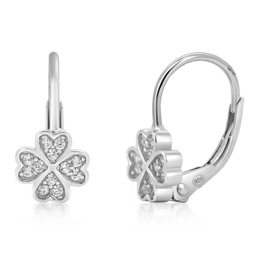 SOFIA ezüst fülbevaló négylevelű lóherével fülbevaló IS135OR015RHWH - Elegáns ékszer webáruház Budapest