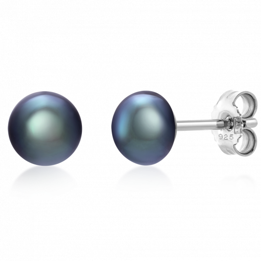 SOFIA ezüst fülbevaló sötét gyöngy fülbevaló WWZAPBUTT-6BL - Elegáns ékszer webáruház Budapest