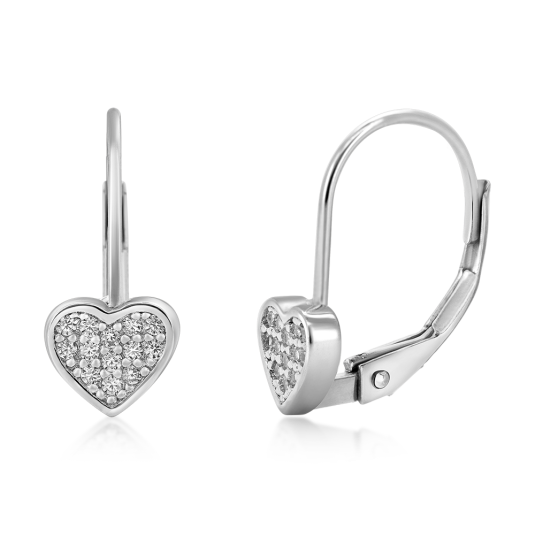 SOFIA ezüst fülbevaló szívekkel és cirkóniákkal fülbevaló IS028OR1129RHWH - Elegáns ékszer webáruház Budapest